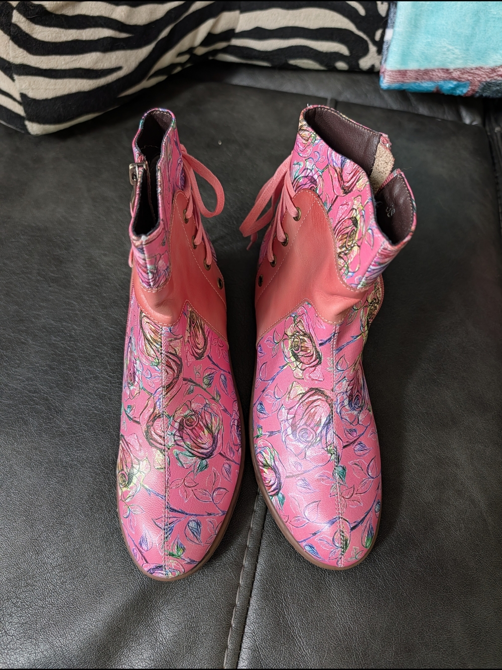 Women’s Pink Floral Ankle Boots